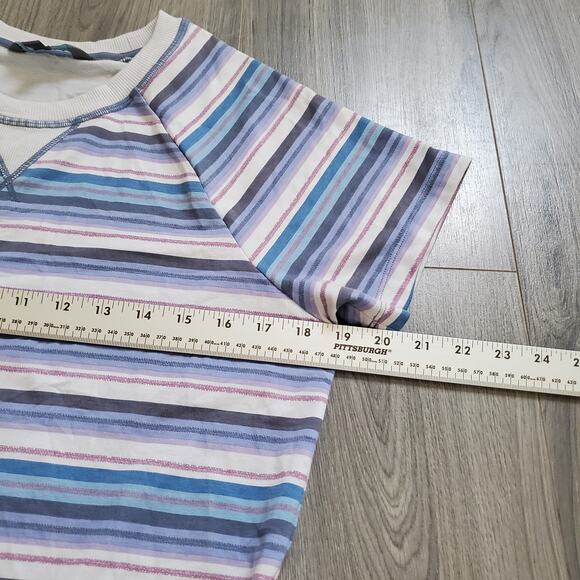 Title Nine Dress Womens Small Blue Purple Striped Short Sleeve Casual Pockets - Picture 4 of 8